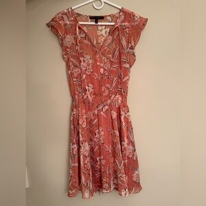 White House Black Market Pink Flutter Sleeve Mini Dress